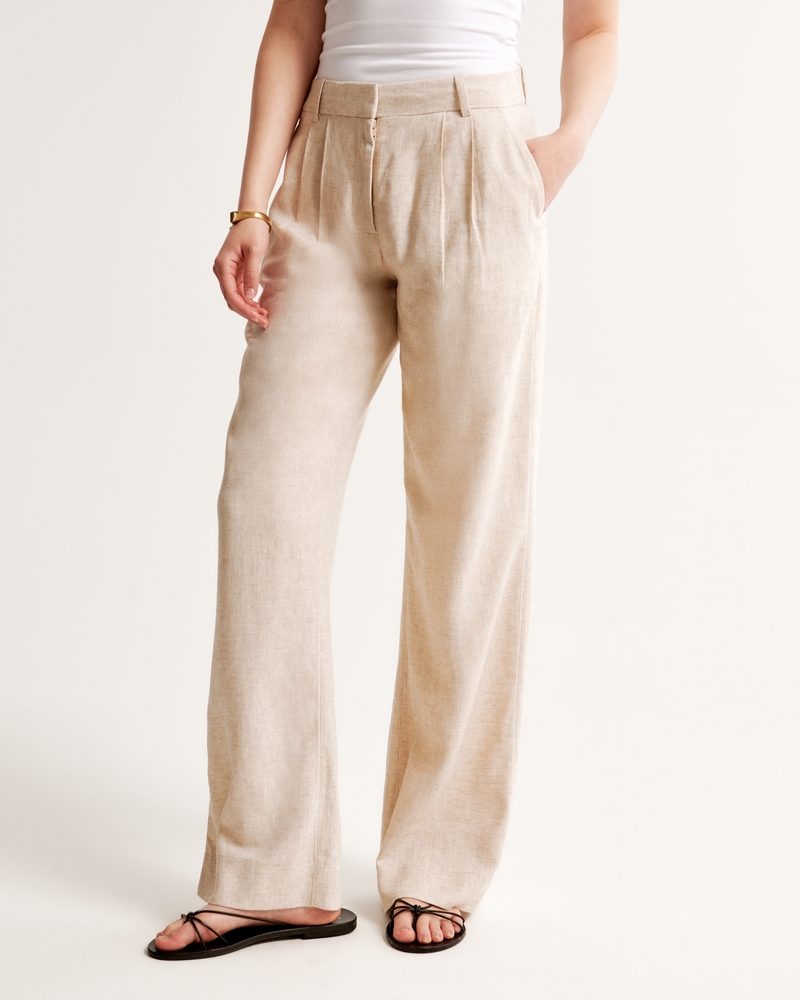 A&F Sloane Low Rise Tailored Linen-Blend Pant