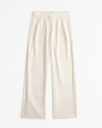 Women's A&F Sloane Low Rise Tailored Linen-Blend Pant | Women's Clearance | Abercrombie.com