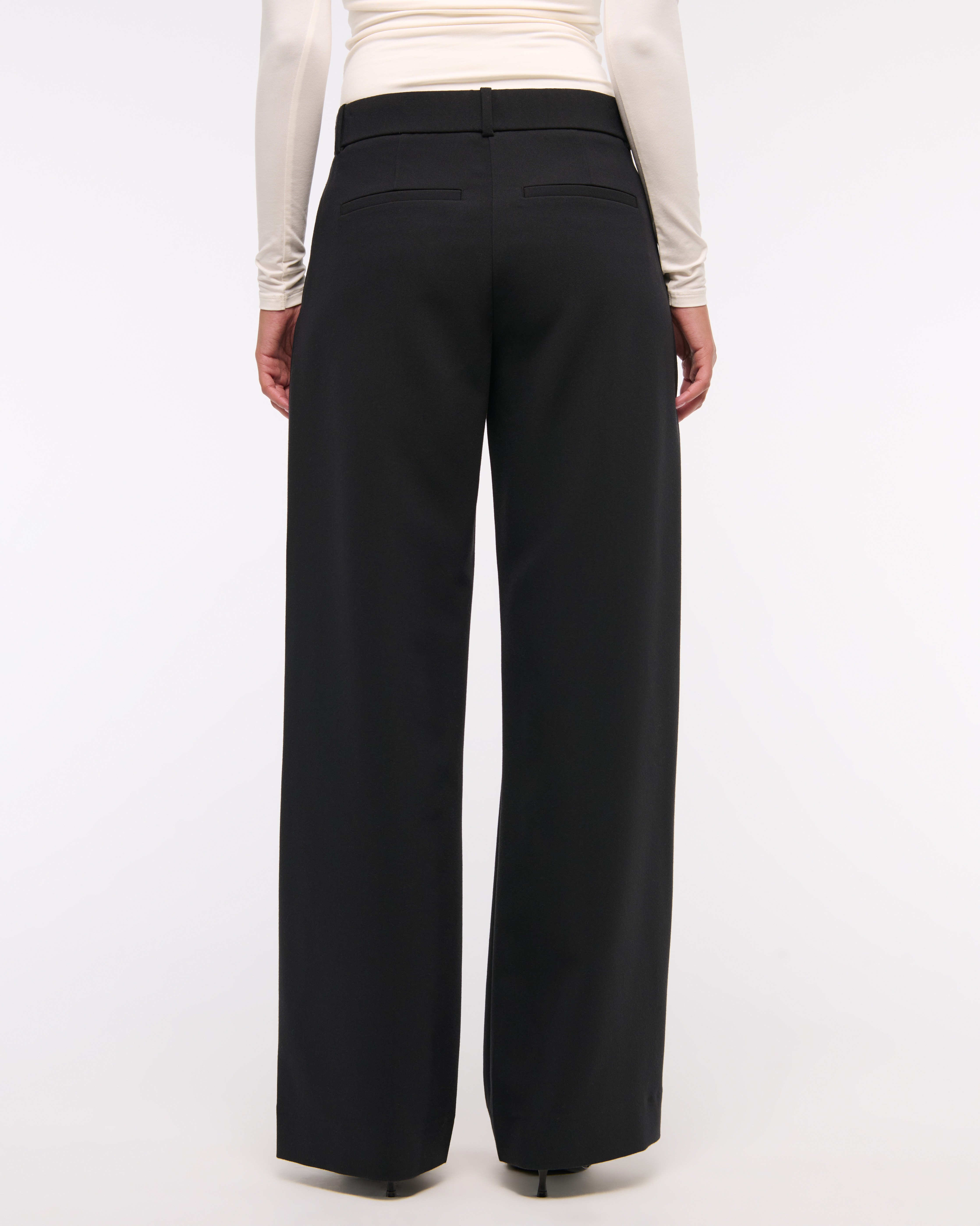 Abercrombie & Fitch A&f Sloane Low Rise Tailored Wide Leg Pant In Black