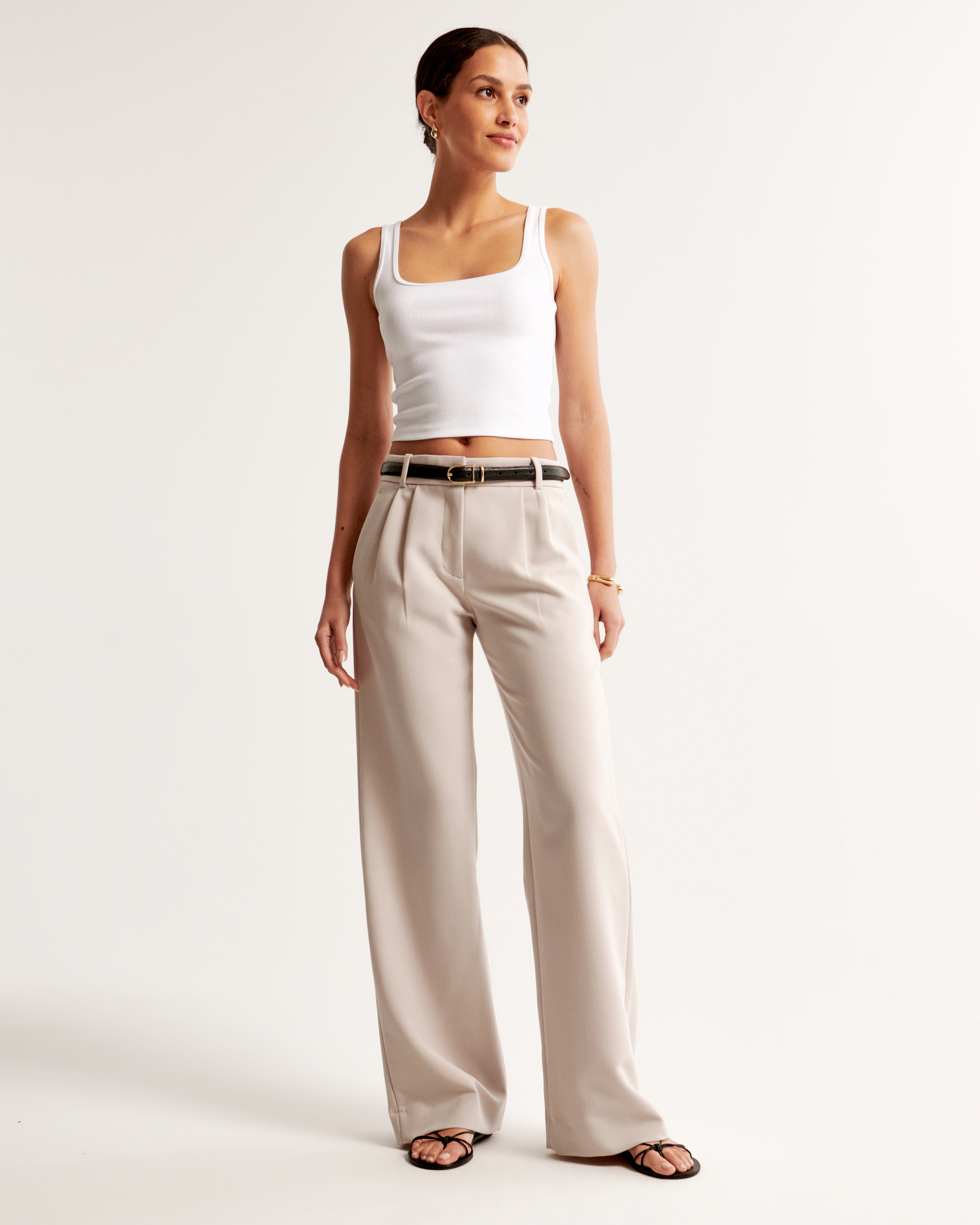 Abercrombie & Fitch A&f Sloane Low Rise Tailored Wide Leg Pant In Brown