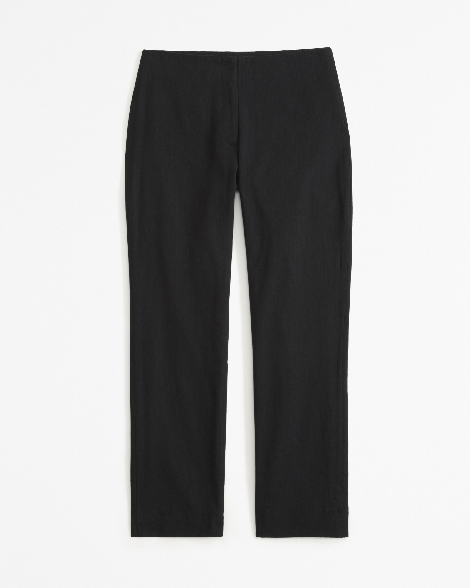 Mid Rise Linen-Blend Tailored Straight Pant