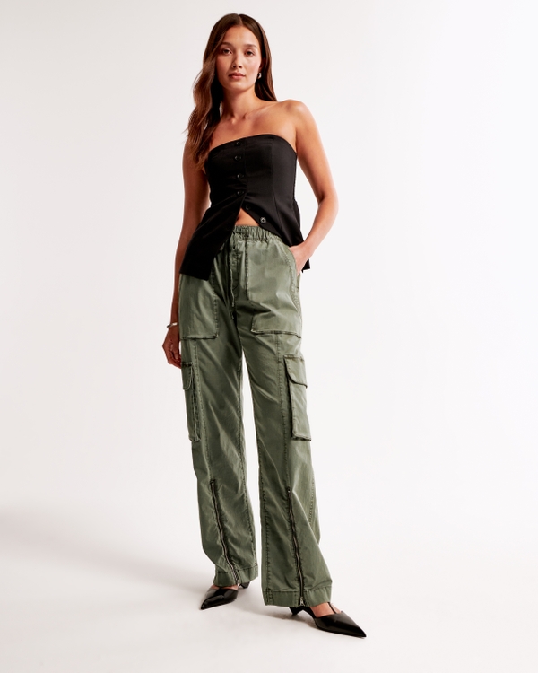 Baggy Cargo Pull-On Pant, Olive