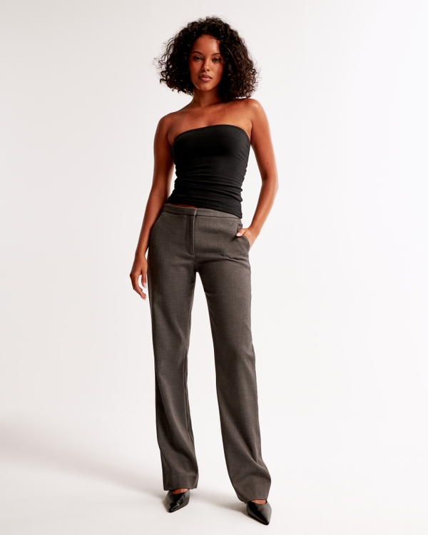 Low Rise Tailored Boot Pant, Gray