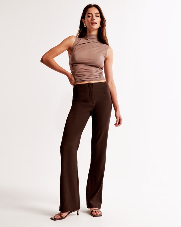 High Rise Slim Boot Trouser, Coffee