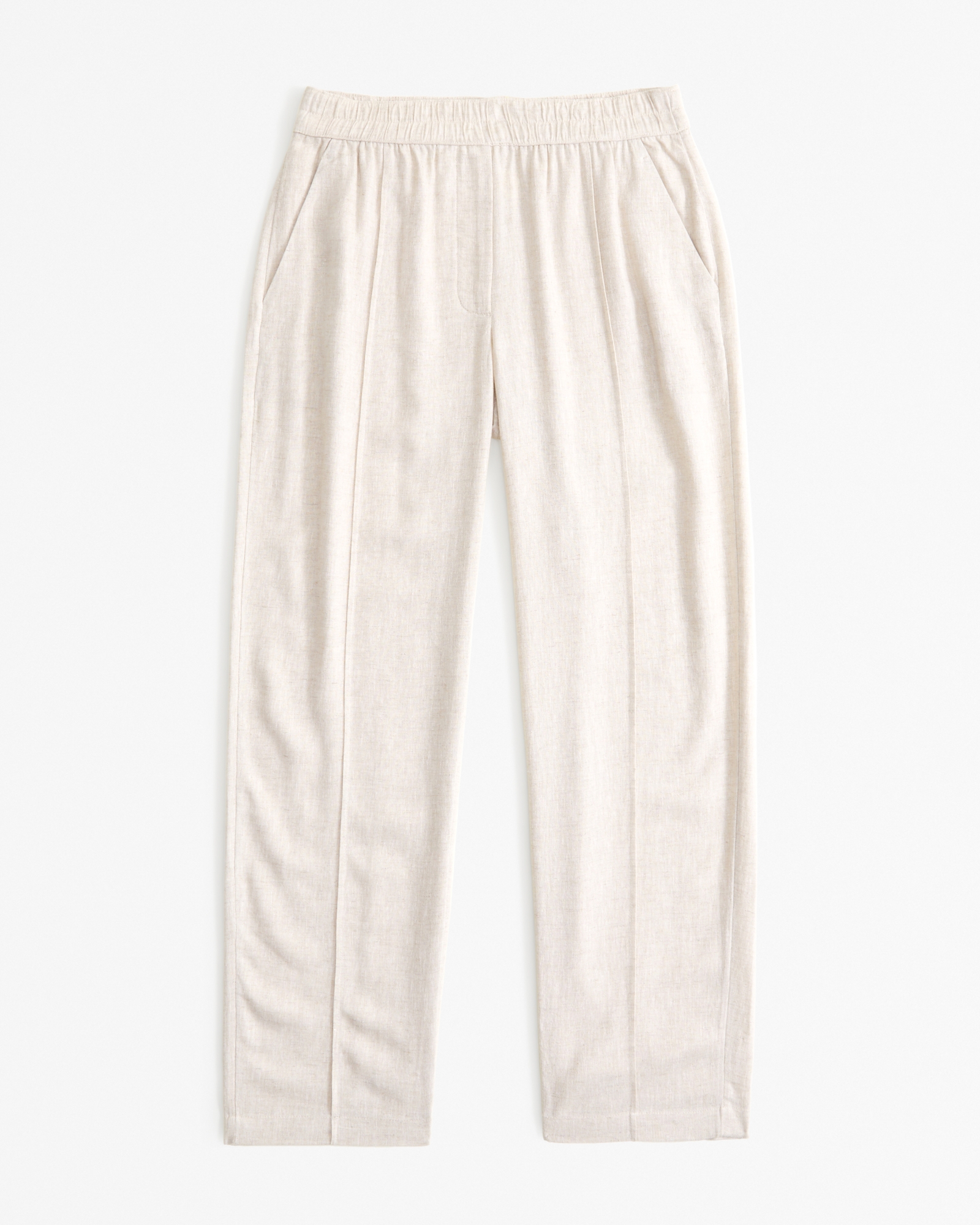 Straight Linen-Blend Pull-On Pant