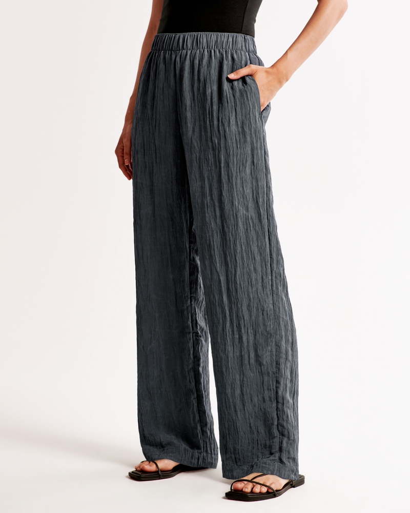 Crinkle Textured Pull-On Pant