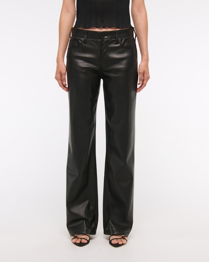 Women's Vegan Leather Low Rise Baggy Pant | Women's Clearance