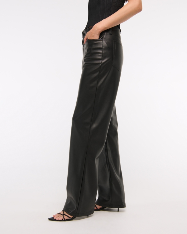 パンツ Stretch vegan leather wide pants AE Stretch High-Waisted Stovepipe Vegan Leather Pant | AE