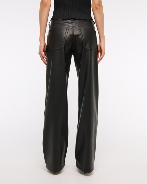 Women's Vegan Leather Low Rise Baggy Pant | Women's Clearance