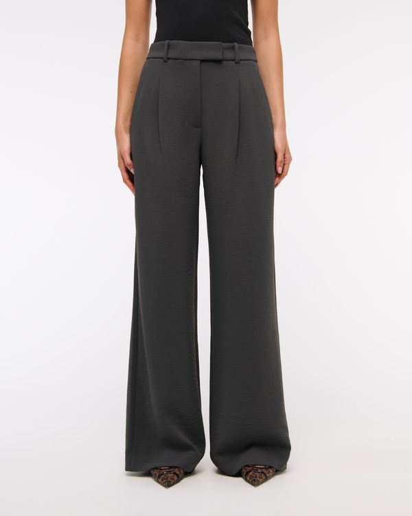 A&F Harper Tailored Premium Crepe Ultra-Wide Leg Pant, Dark Gray view 2