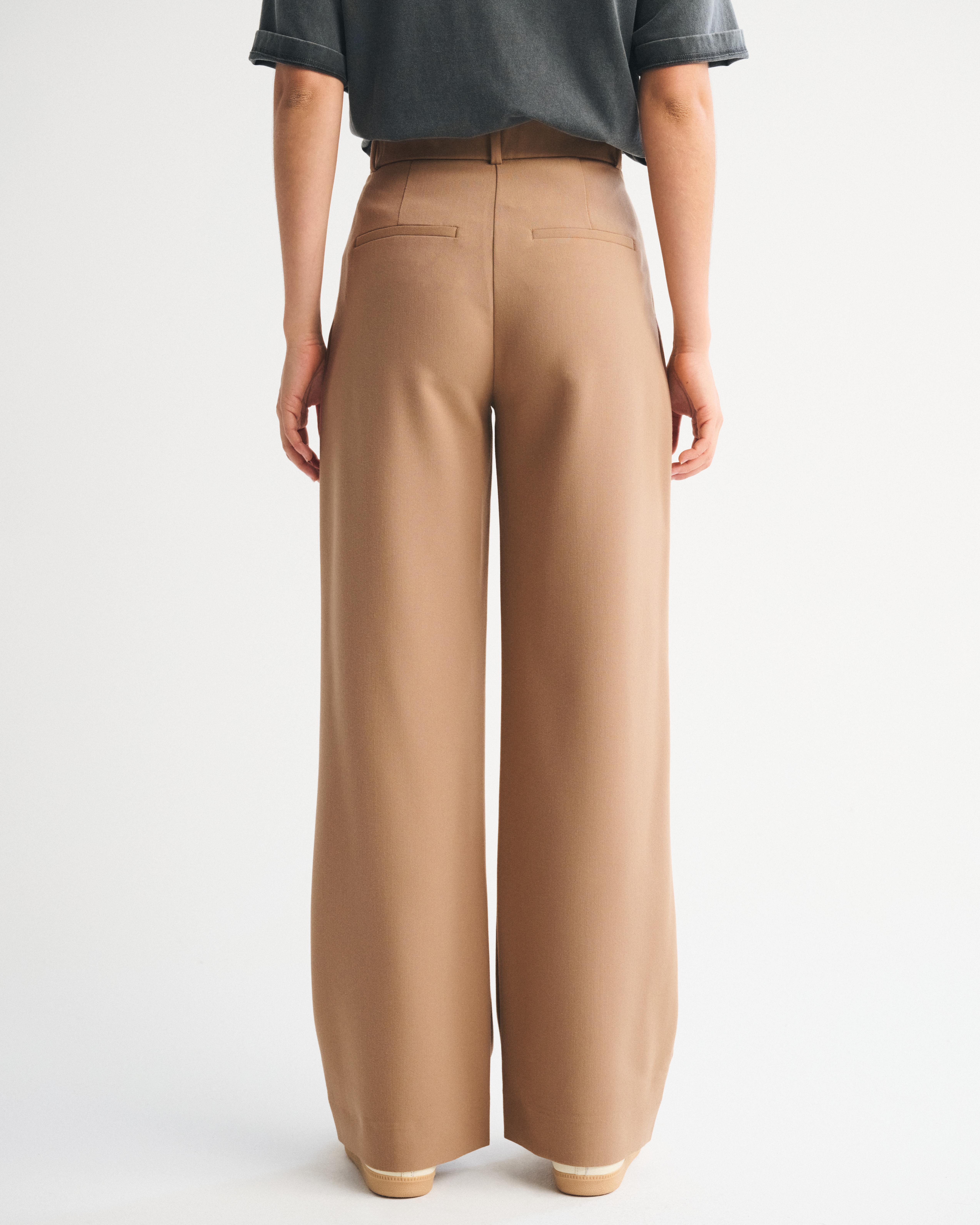 Abercrombie & Fitch A&f Sloane Tailored Wide Leg Pant In Brown