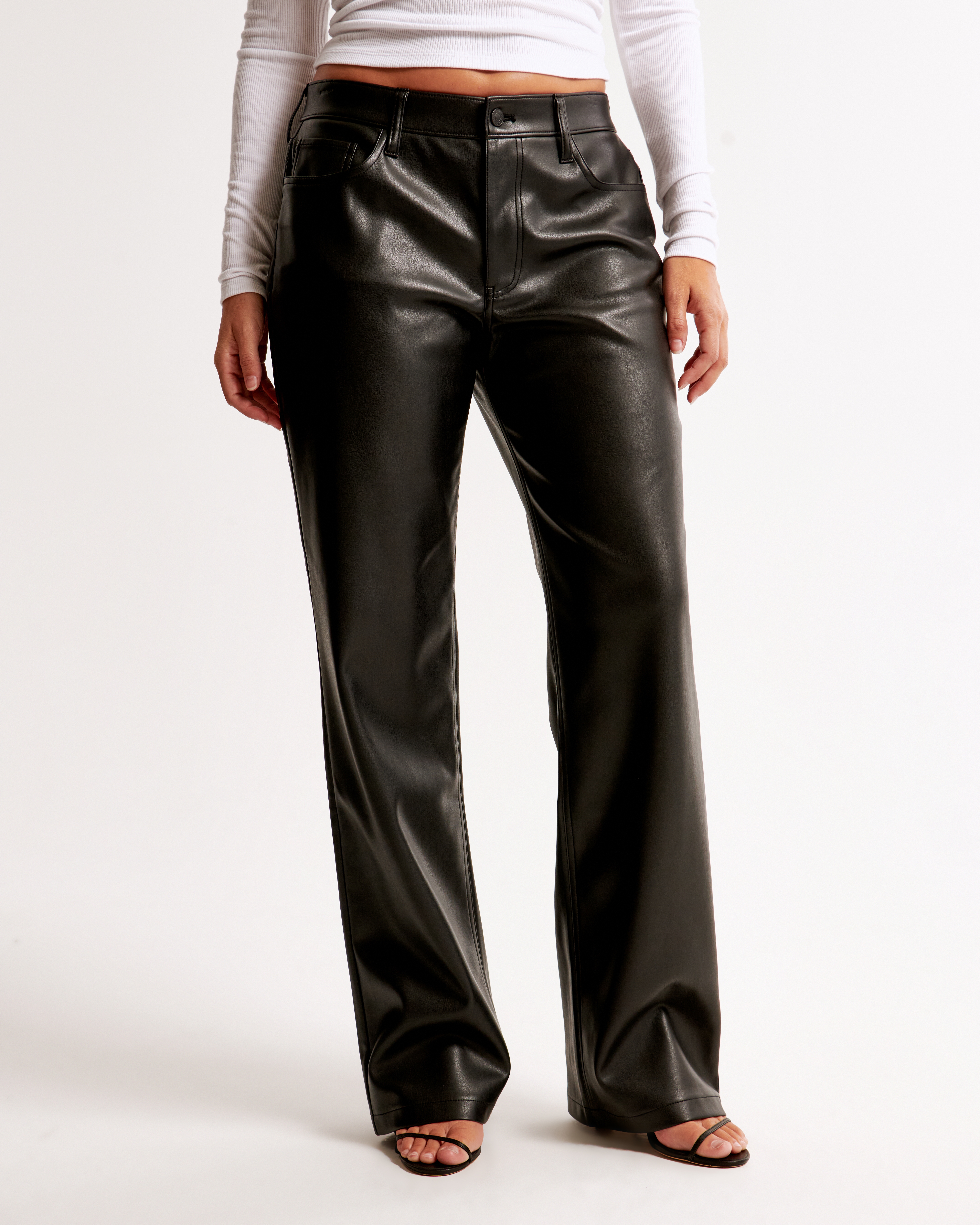 Women's low rise leather shops pants