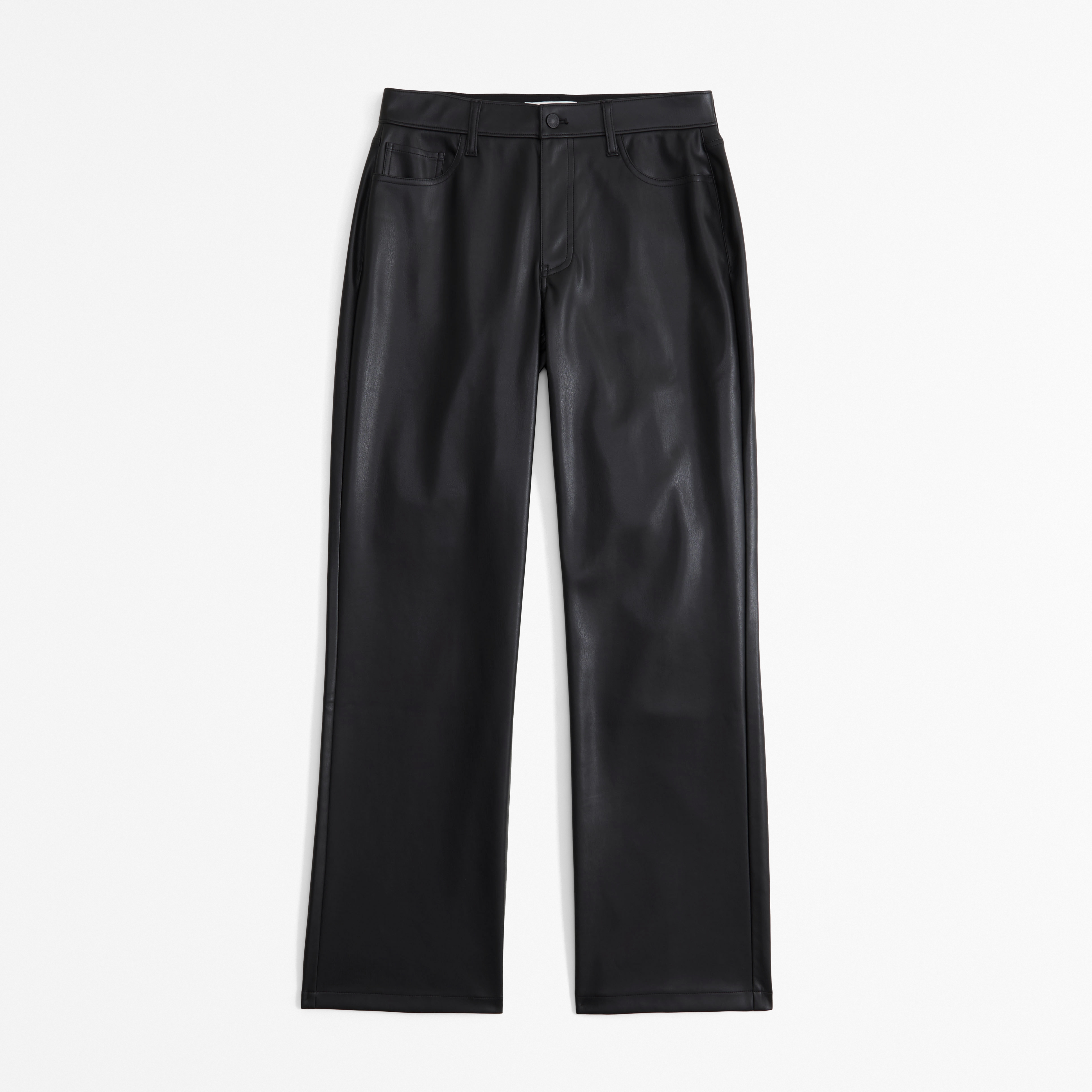 Abercrombie & Fitch Curve Love Vegan Leather Low Rise Baggy Pant In Black