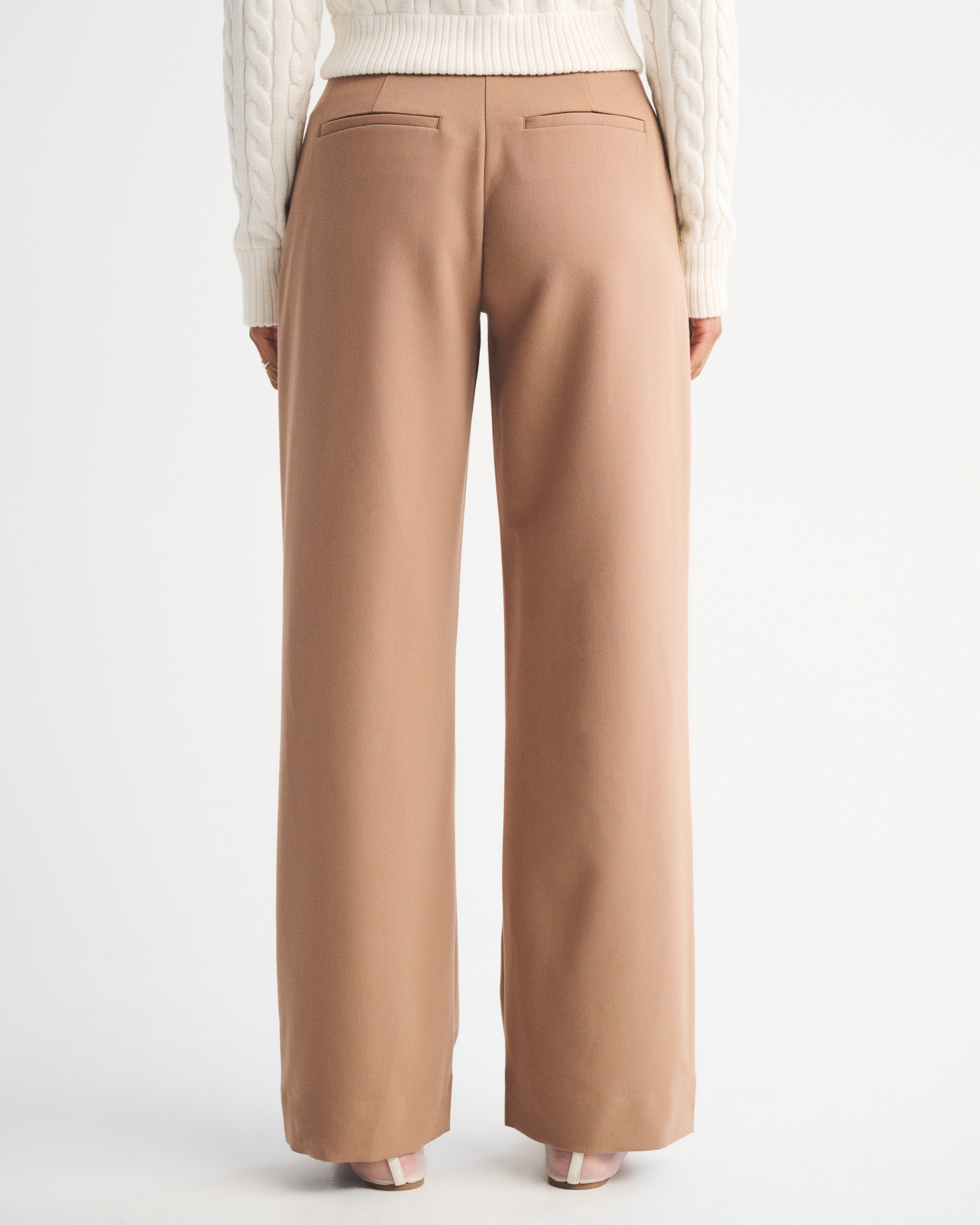 Abercrombie & Fitch Curve Love A&f Sloane Tailored Wide Leg Pant In Brown
