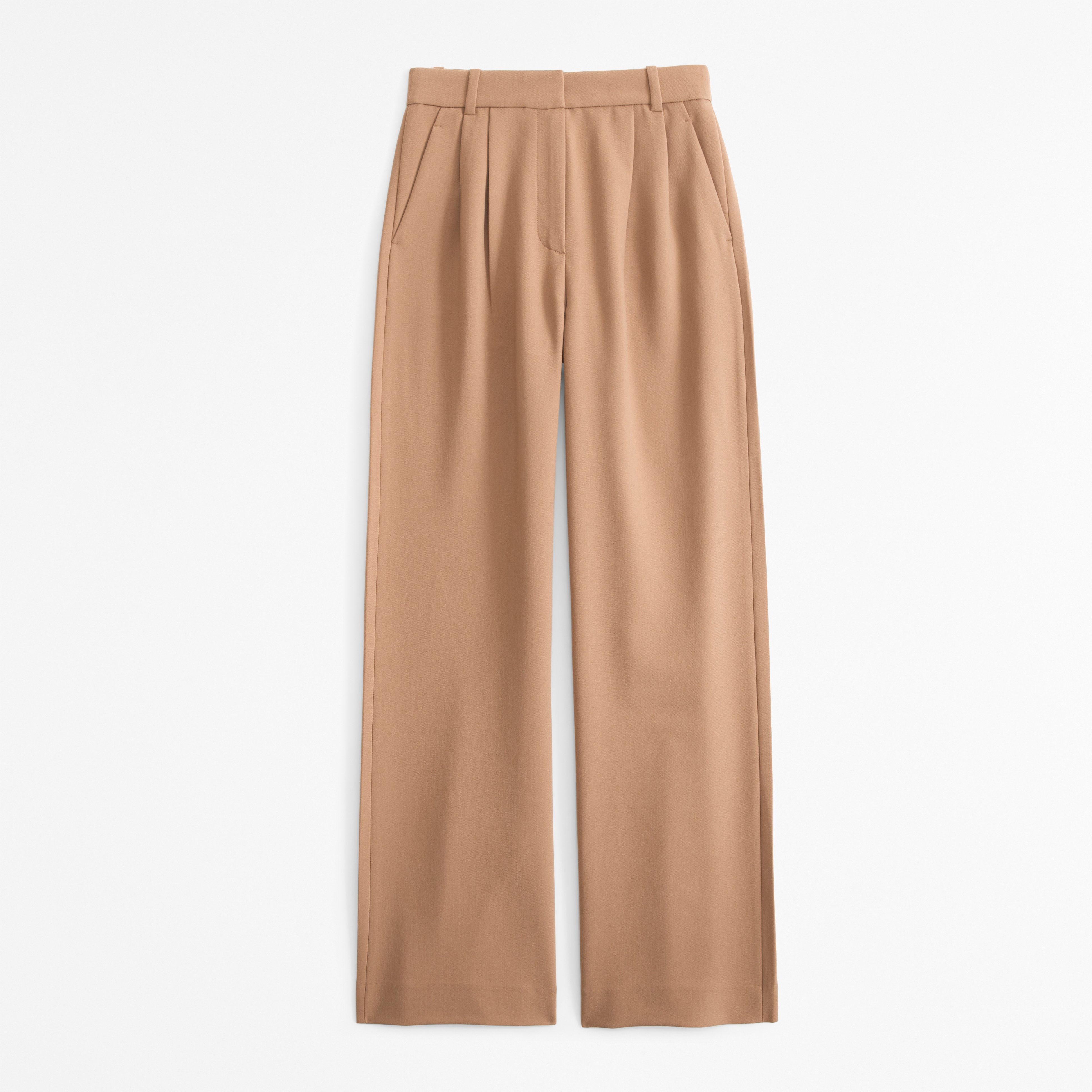 Abercrombie & Fitch Curve Love A&f Sloane Tailored Wide Leg Pant In Brown