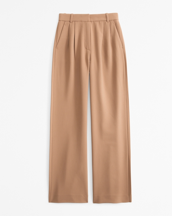 Curve Love A&F Sloane Tailored Wide Leg Pant, Brown view 1