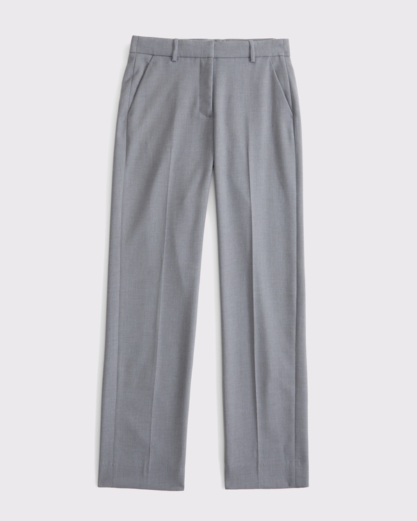 Low Rise Tailored Straight Pant, Gray view 1