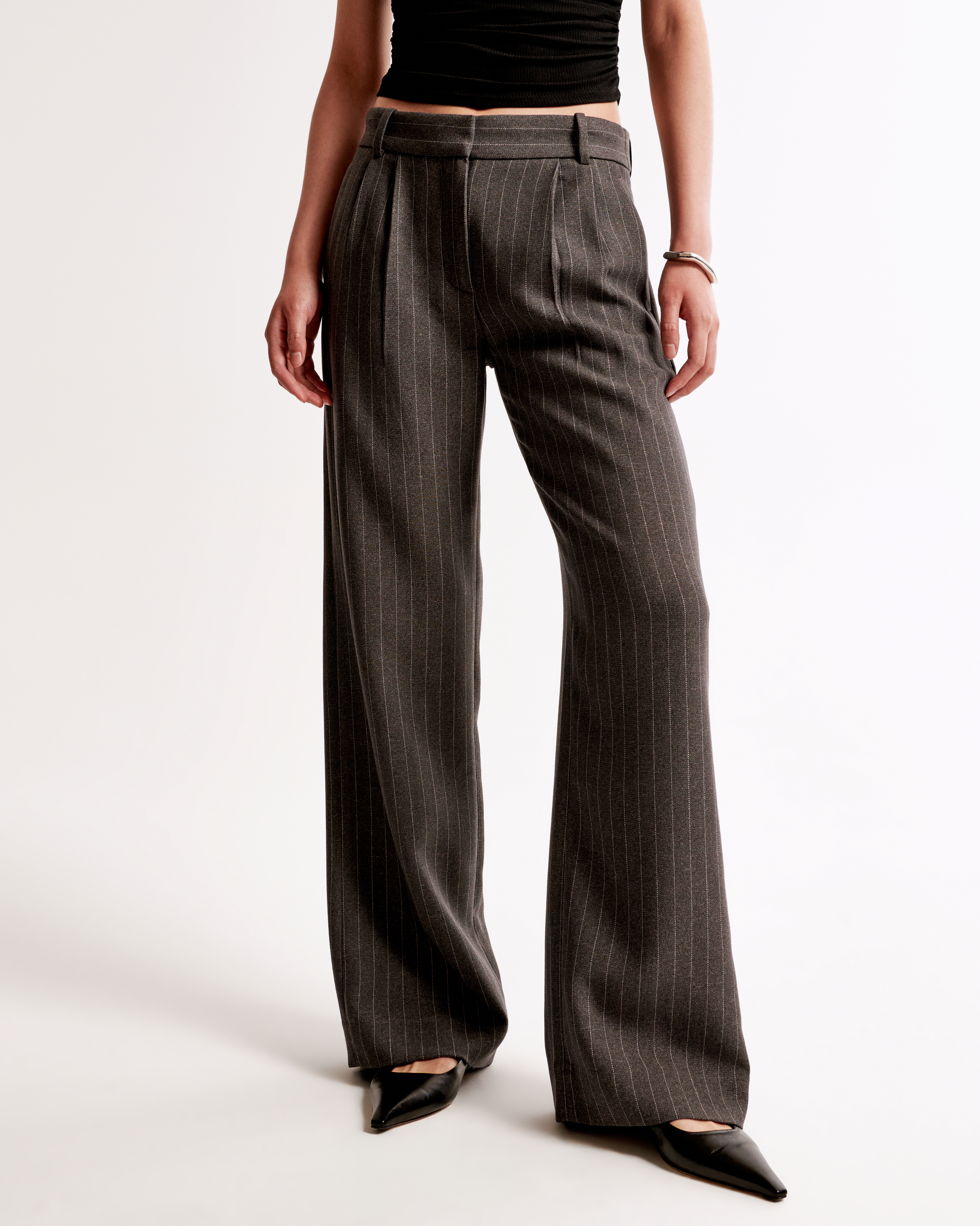 Abercrombie & Fitch A&f Sloane Low Rise Tailored Wide Leg Pant