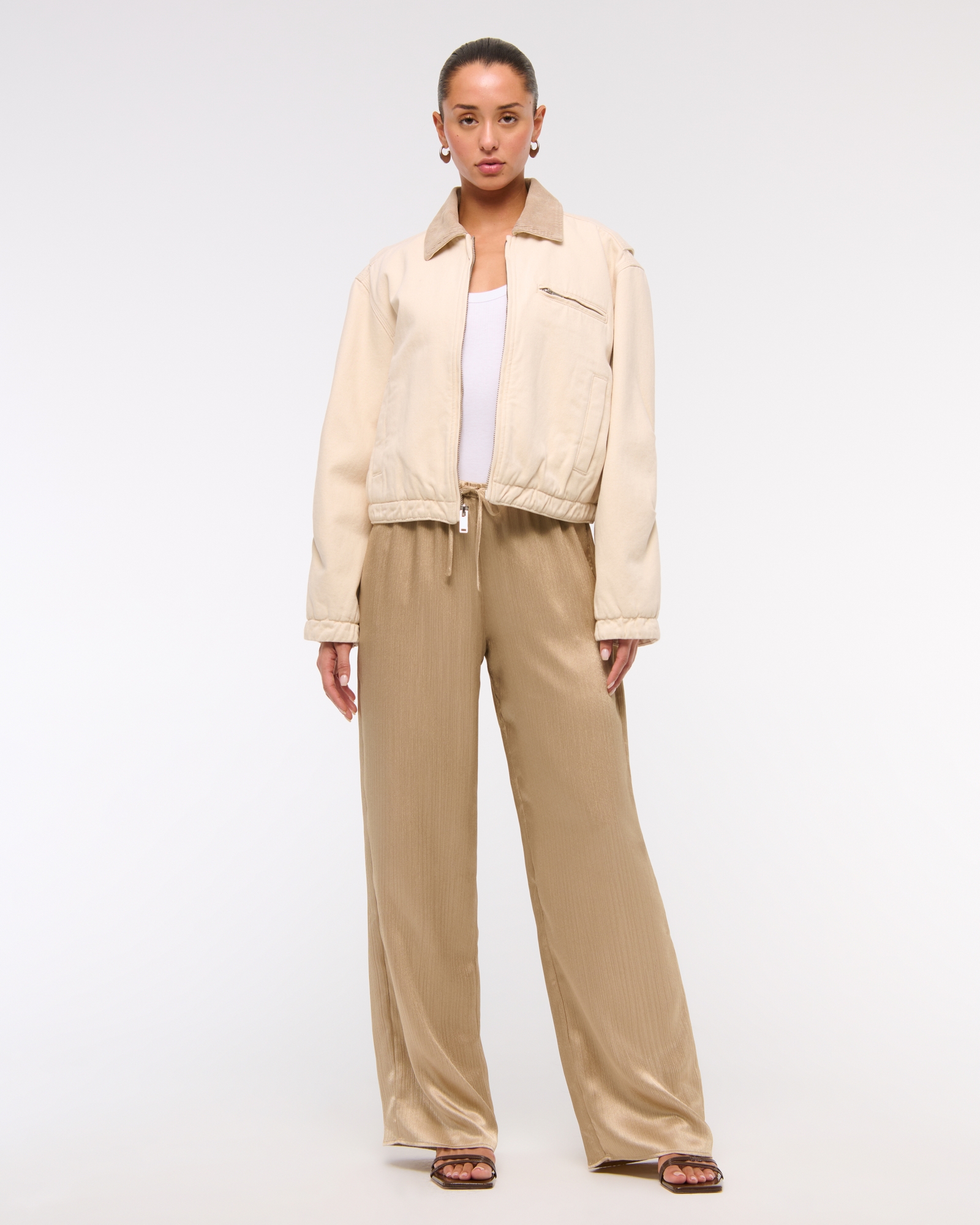 Textured Satin Pull-On Pant