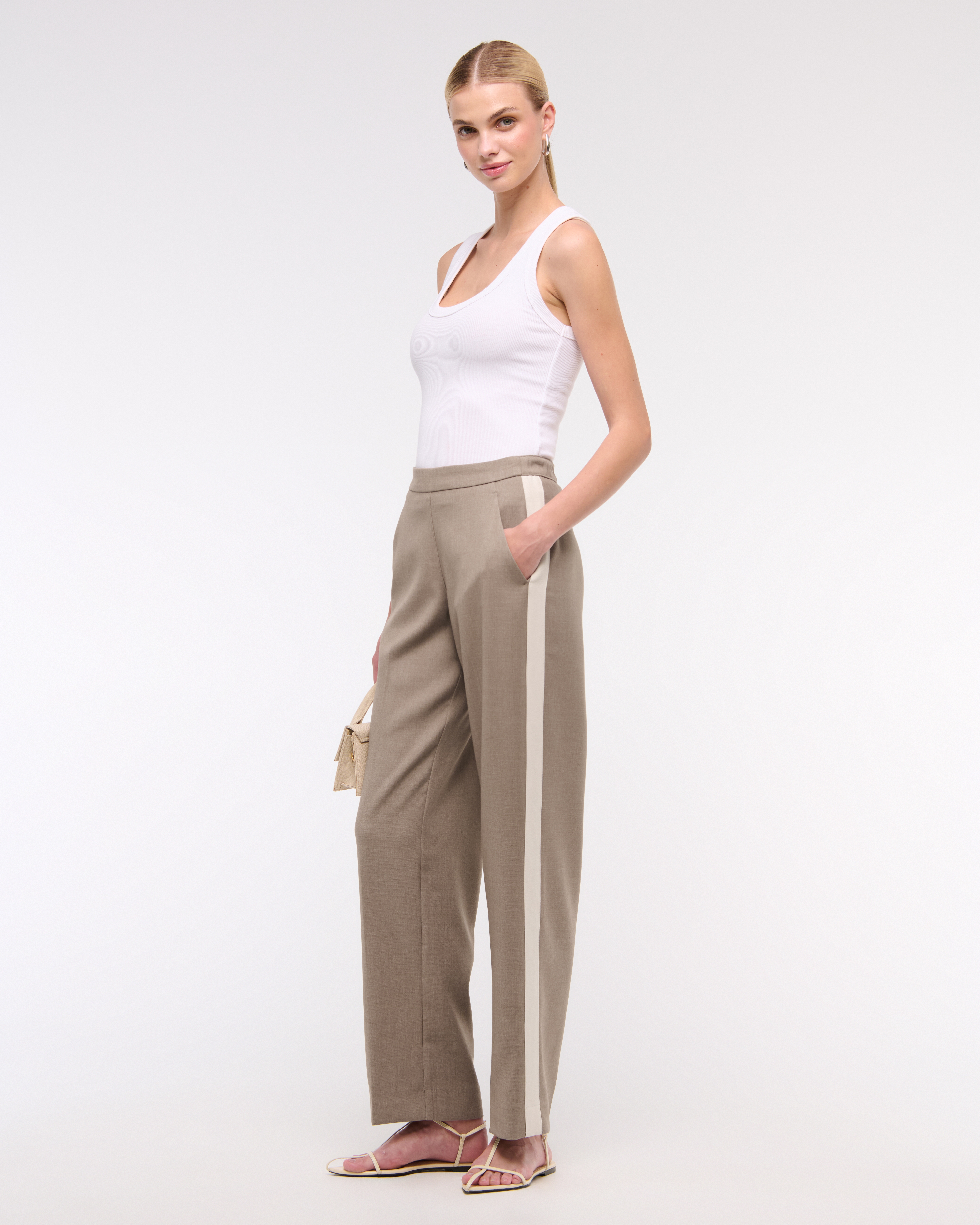 Abercrombie & Fitch Side Stripe Pull-on Pant In Brown