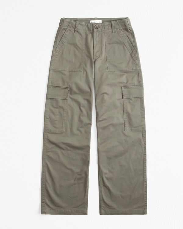 Low Rise Loose Cargo Pant, Muted Basil