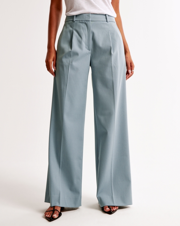 Tailored Wide Leg Pant, Light Blue view 2