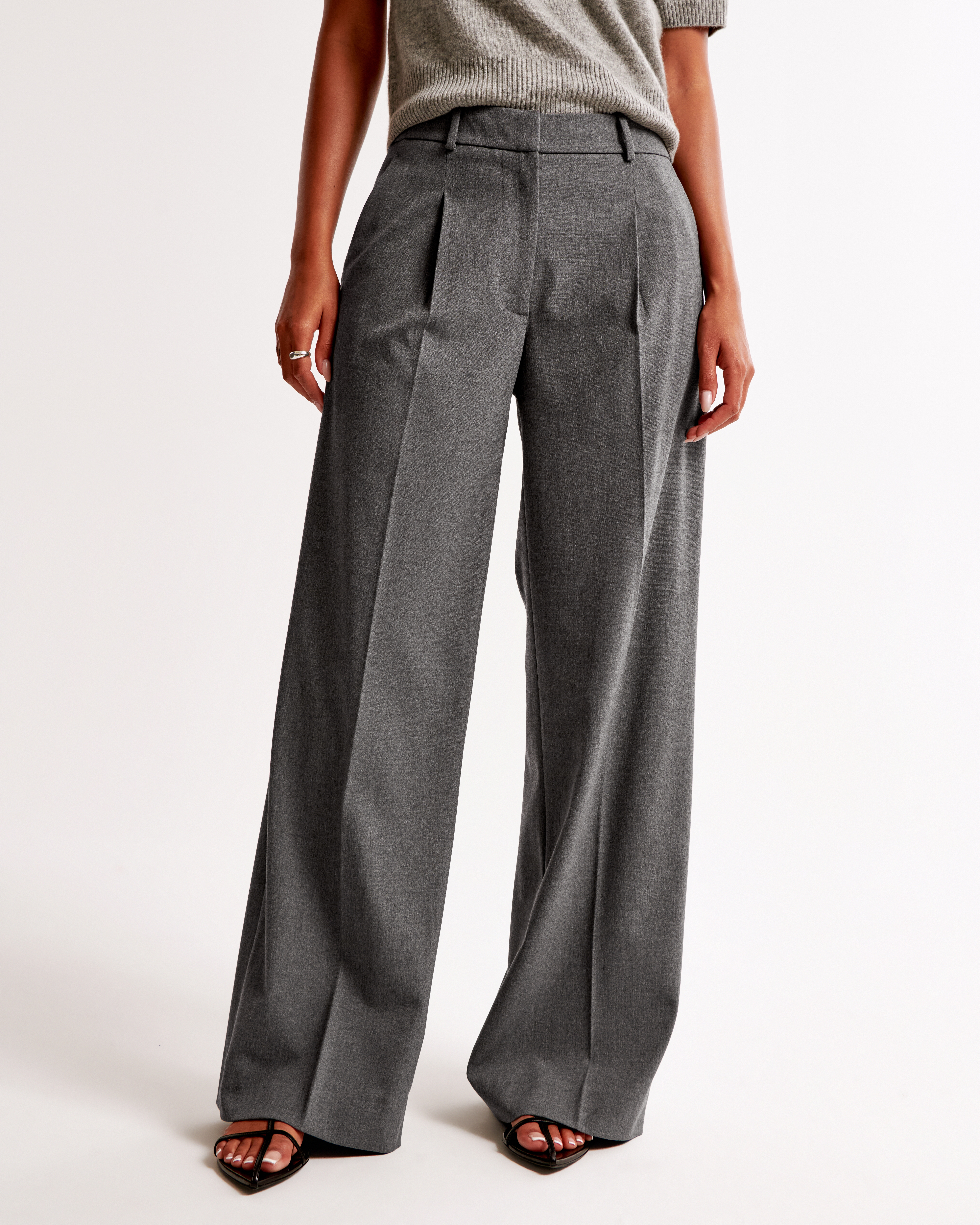 Women's Mid Rise Tailored Wide Leg Pant | Women's Bottoms | Abercrombie.com