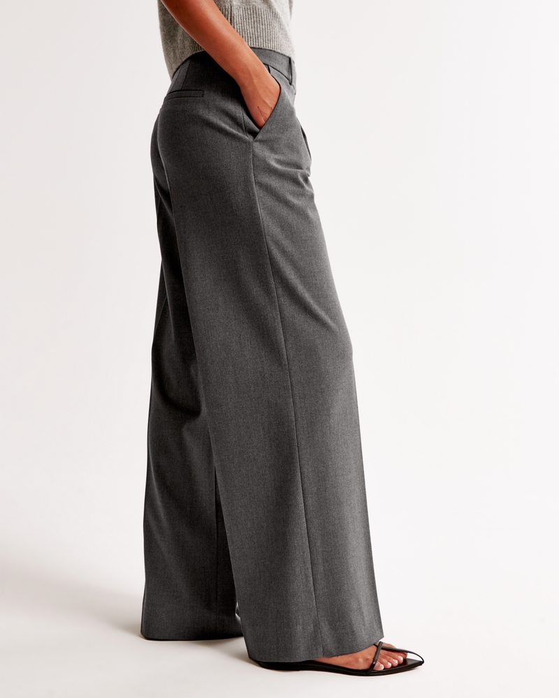 Mid Rise Tailored Wide Leg Pant