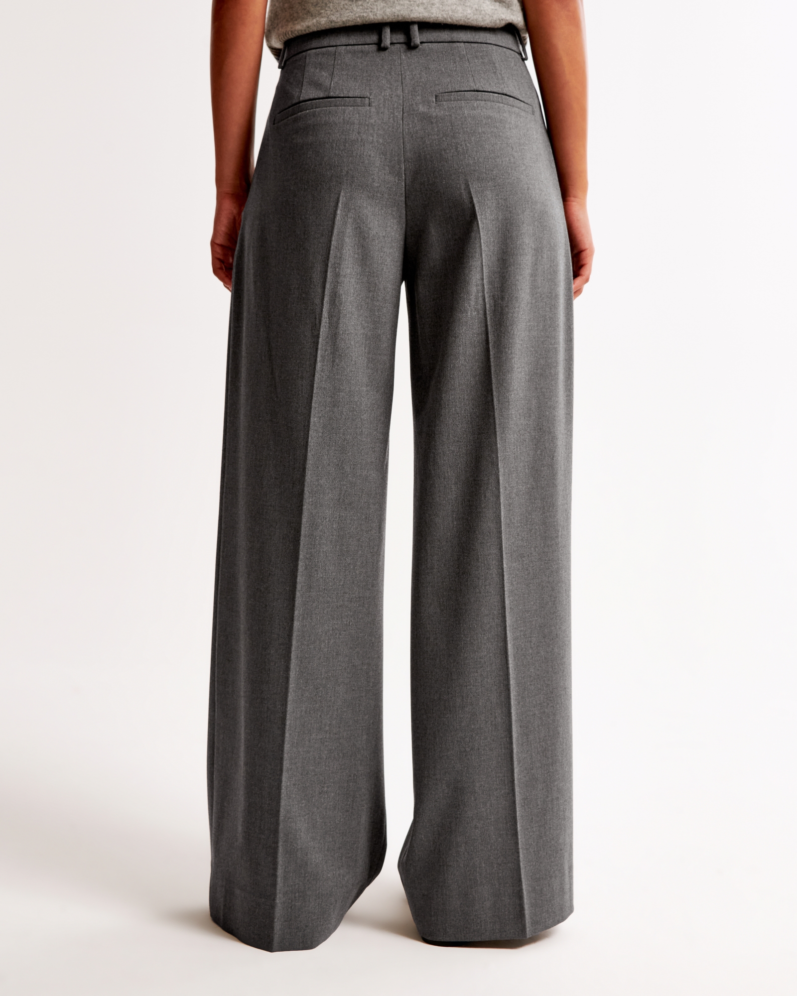 Mid Rise Tailored Wide Leg Pant