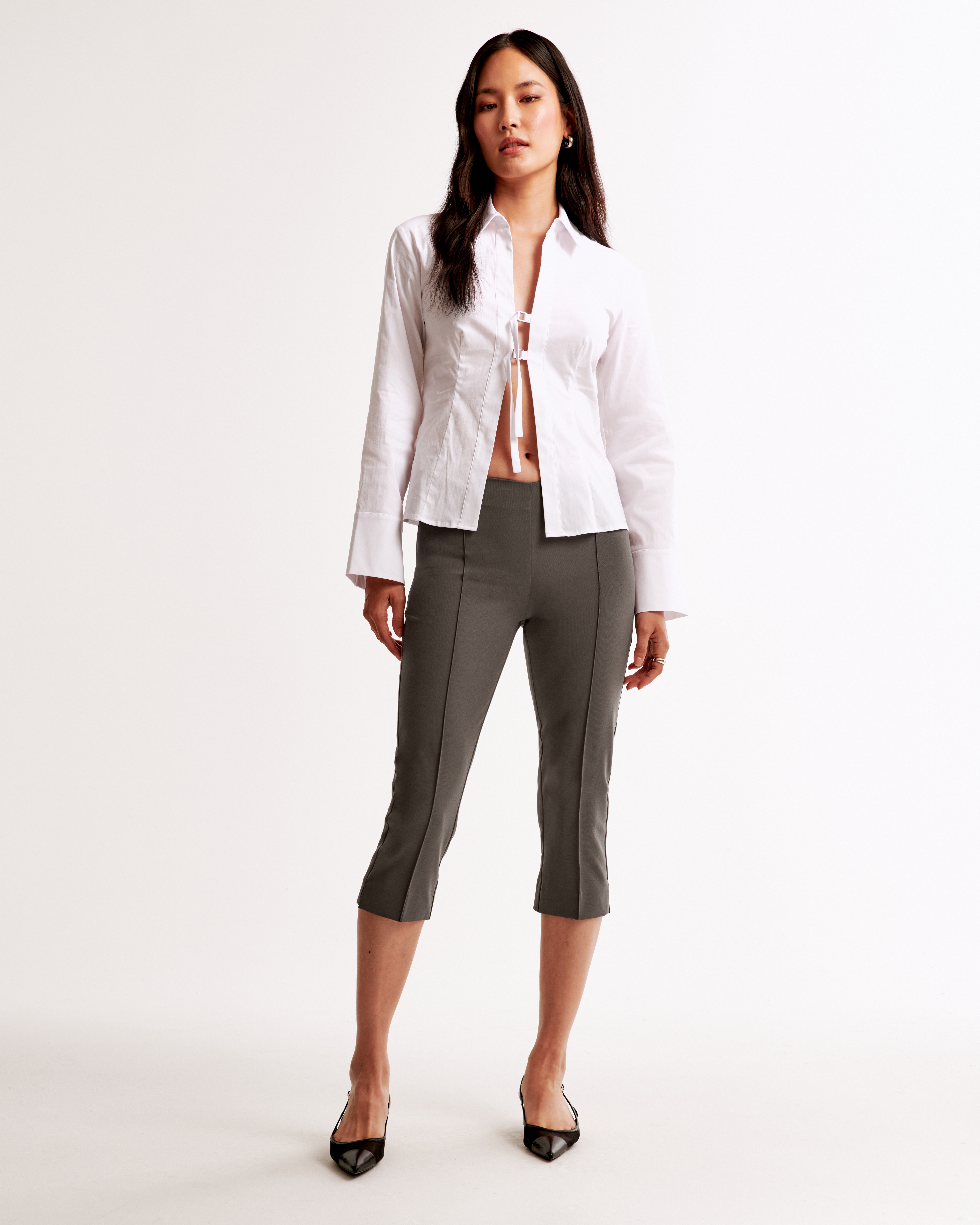 Women's Low Rise Pintuck Capri Pant | Women's Clearance