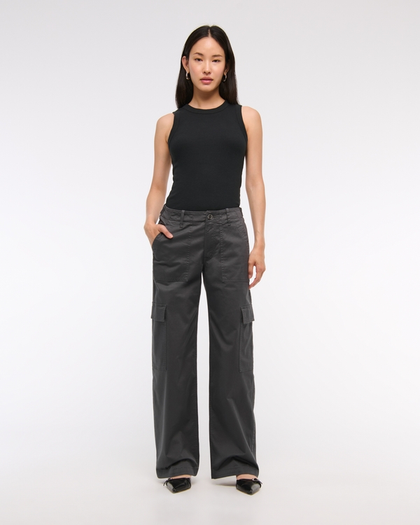 Low Rise Loose Cargo Pant, Dark Gray