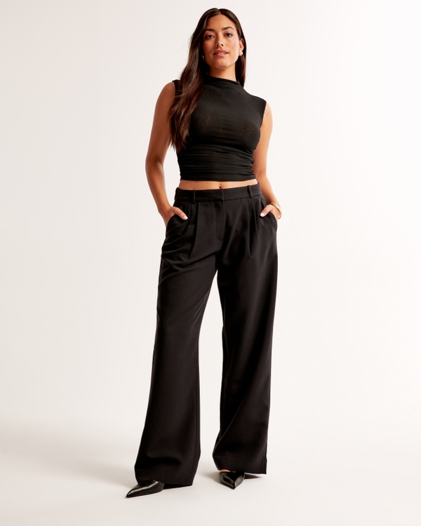 Curve Love A&F Sloane Low Rise Tailored Pant, Black