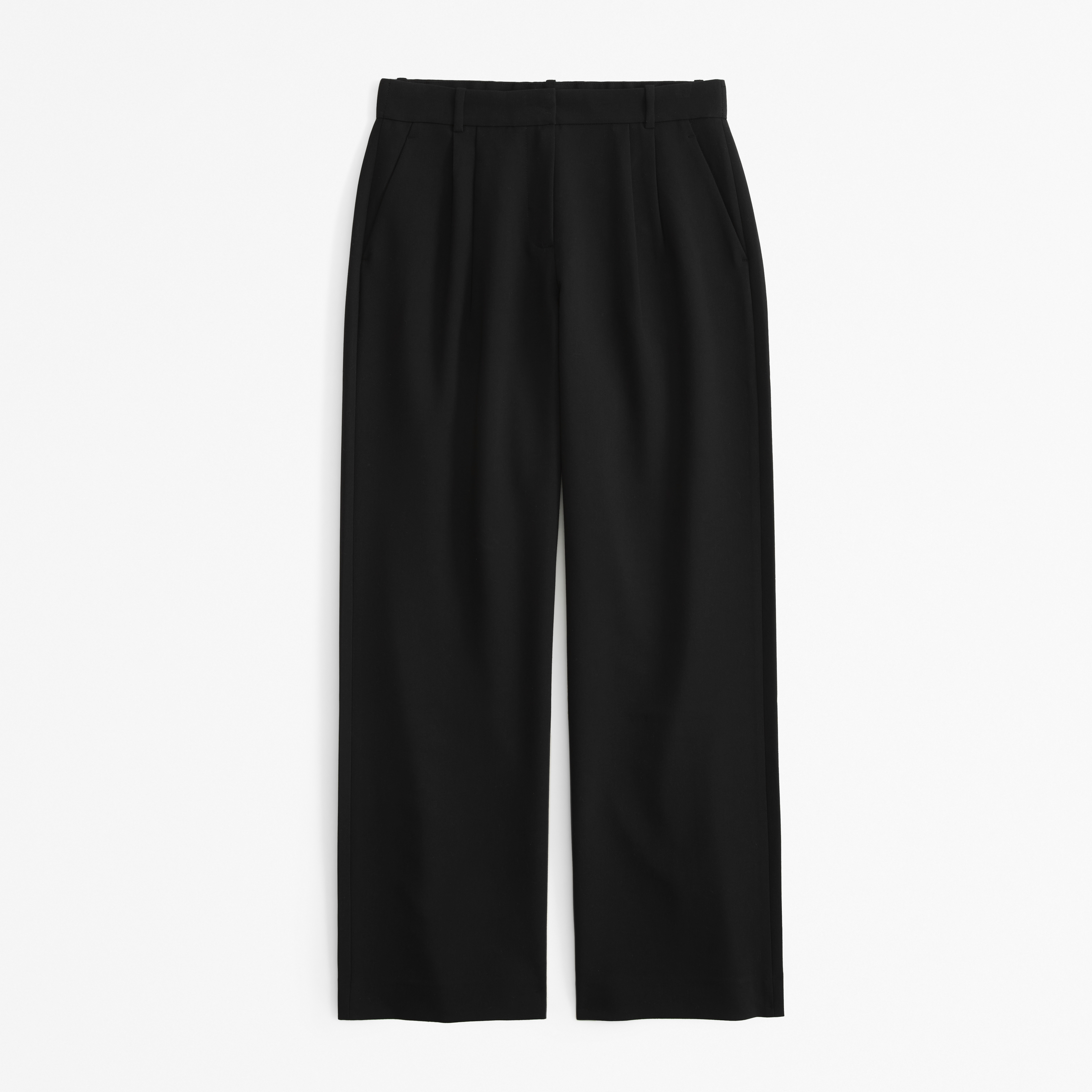 Abercrombie & Fitch Curve Love A&f Sloane Low Rise Tailored Wide Leg Pant In Black