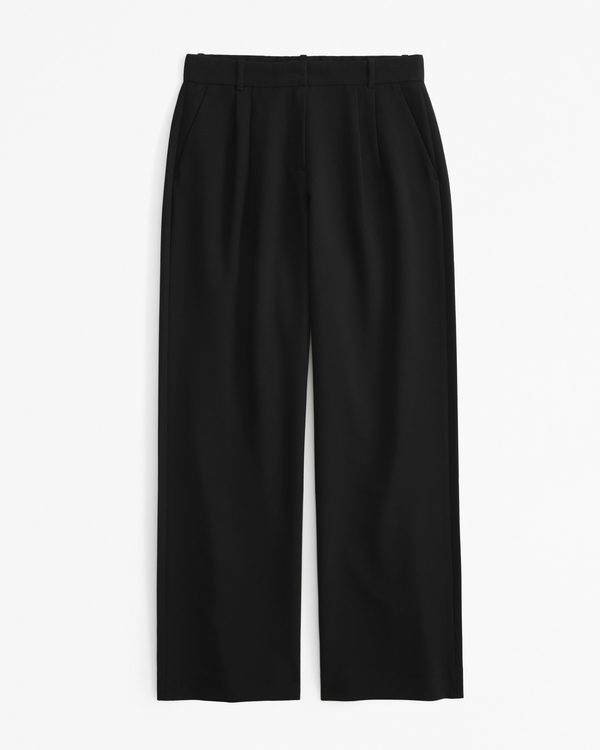 Curve Love A&F Sloane Low Rise Tailored Wide Leg Pant, Black view 1
