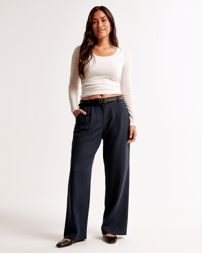 Curve Love A&F Sloane Low Rise Tailored Wide Leg Pant
