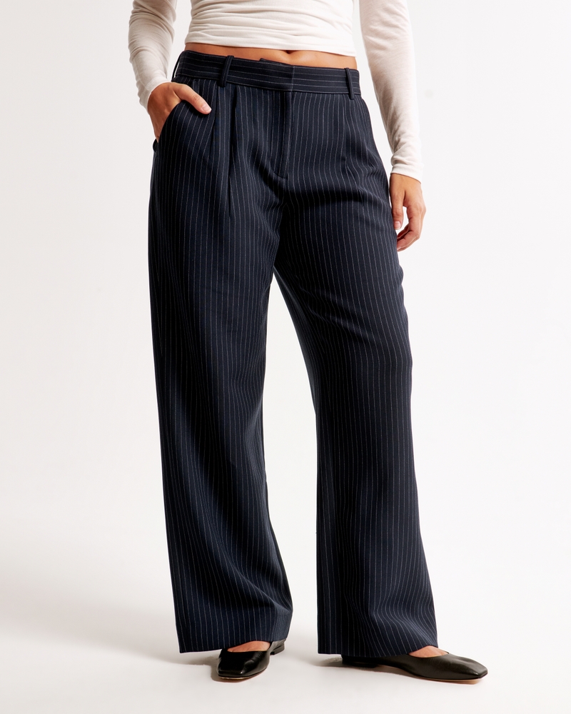 Curve Love A&F Sloane Low Rise Tailored Wide Leg Pant
