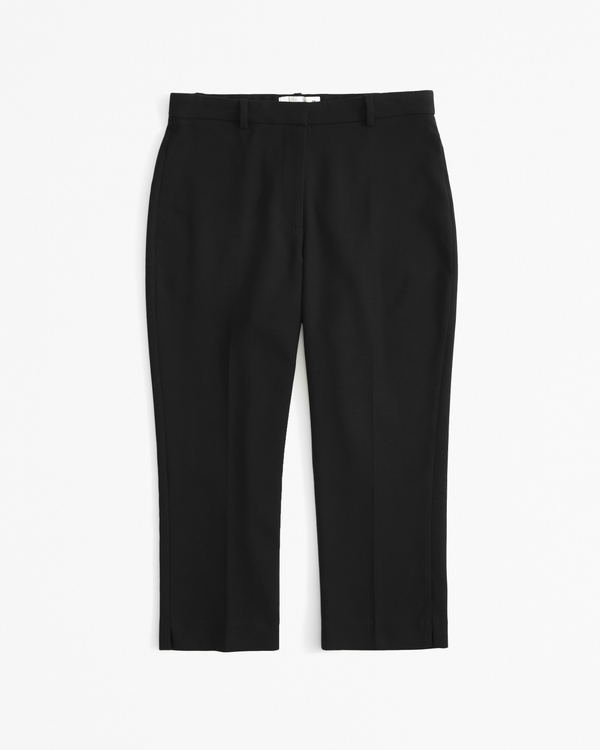 Mid Rise Tailored Capri Pant, Black view 1