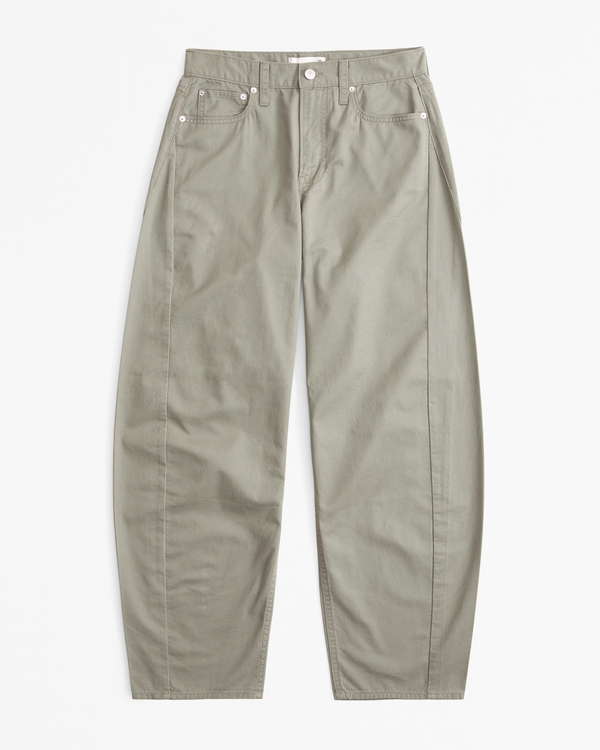 Mid Rise Barrel Pant, Olive view 1