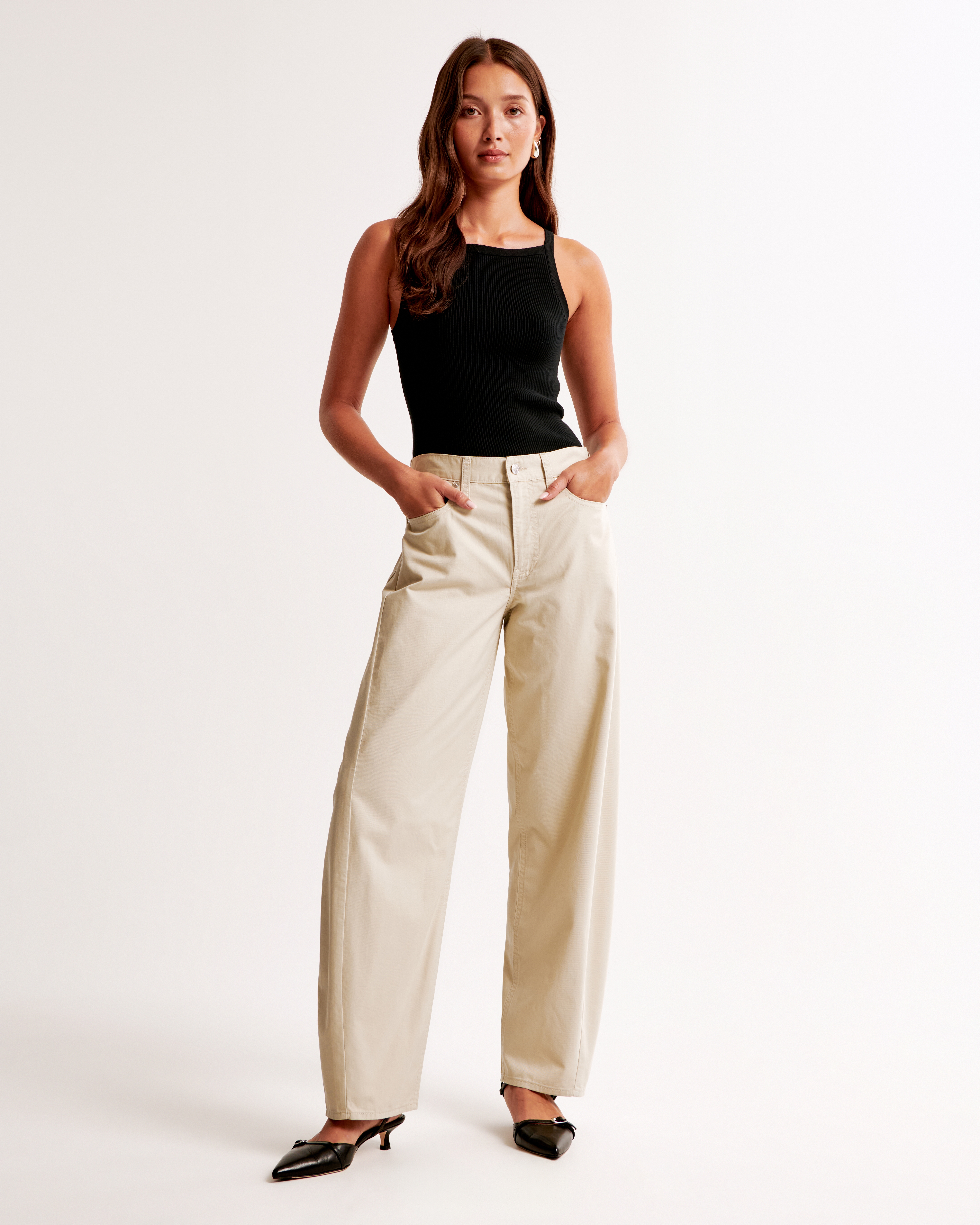 Women s Mid Rise Barrel Pant Women s Bottoms Abercrombie