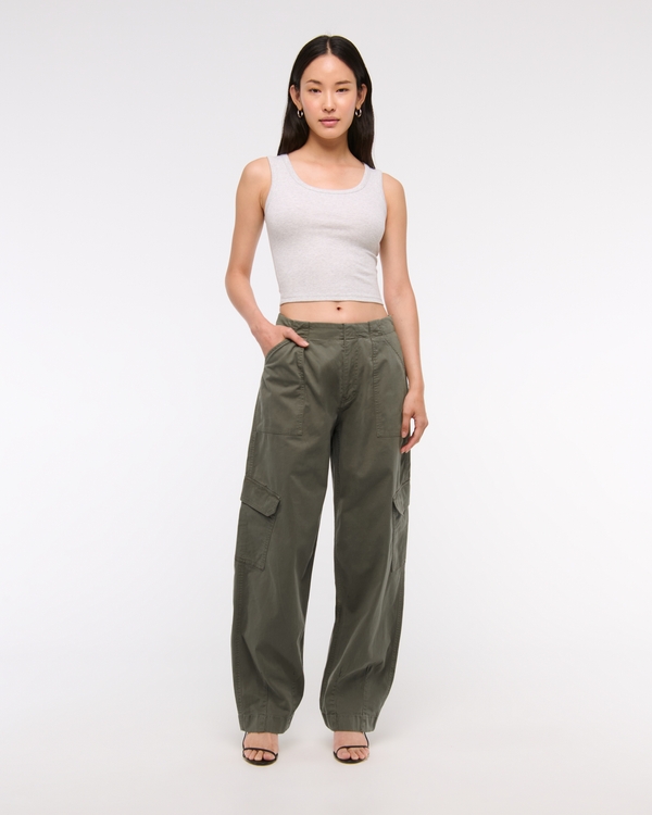 Mid Rise Barrel Cargo Pant, Grape Leaf