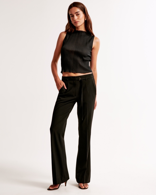 Mini Belt Flare Pant, Black