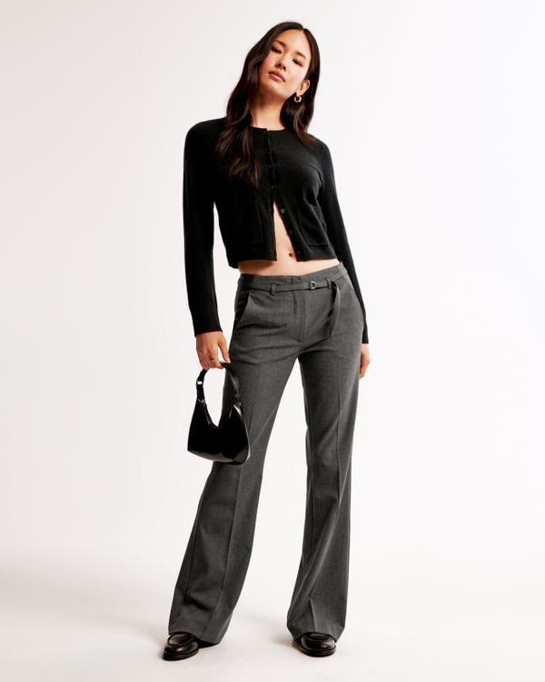 Mini Belt Flare Pant, Dark Gray