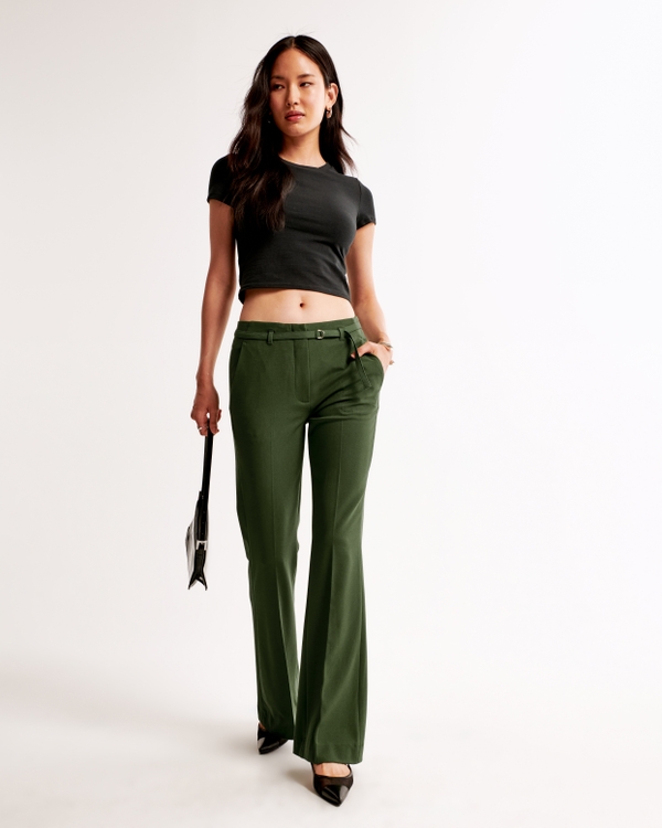 Mini Belt Flare Pant, Green