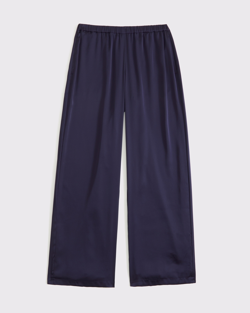 パンツ PLAIN Blue Tailored Pants in Satin Woman (35144331 NOTTEAC) KIC_156-4590-00569-250_model1.