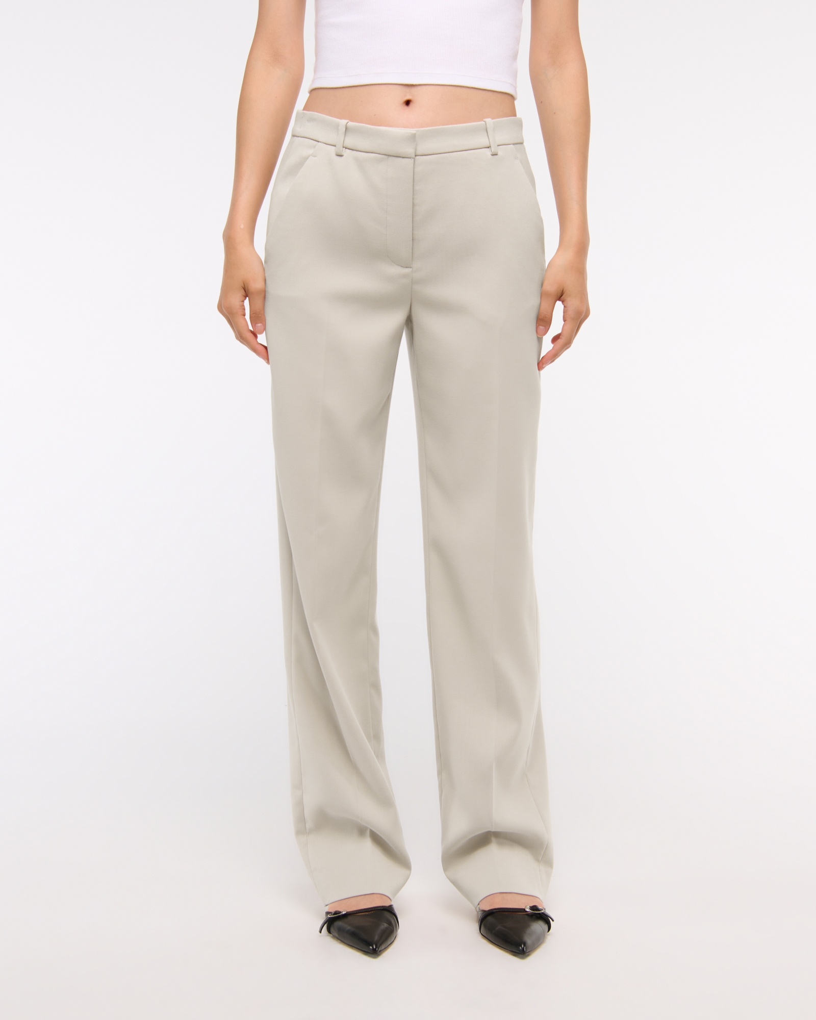 Mid Rise Tailored Straight Pant