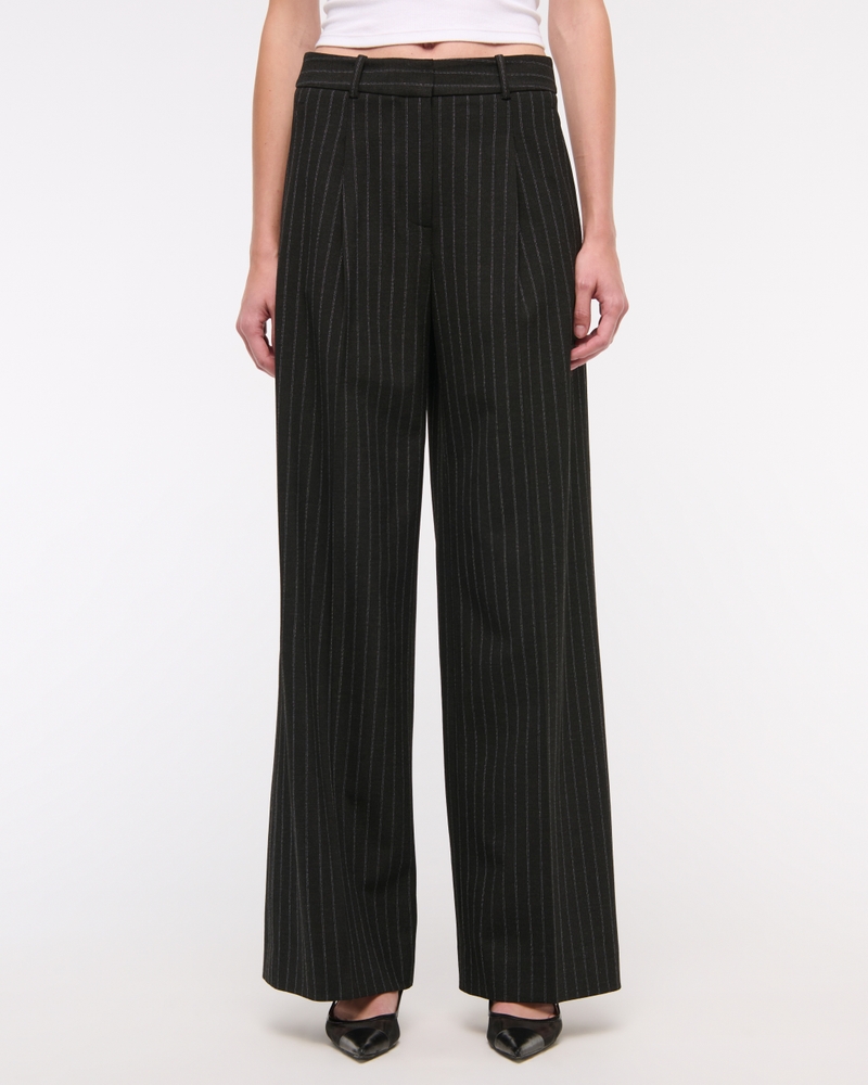 A&F Sloane Mid Rise Tailored Wide Leg Pant