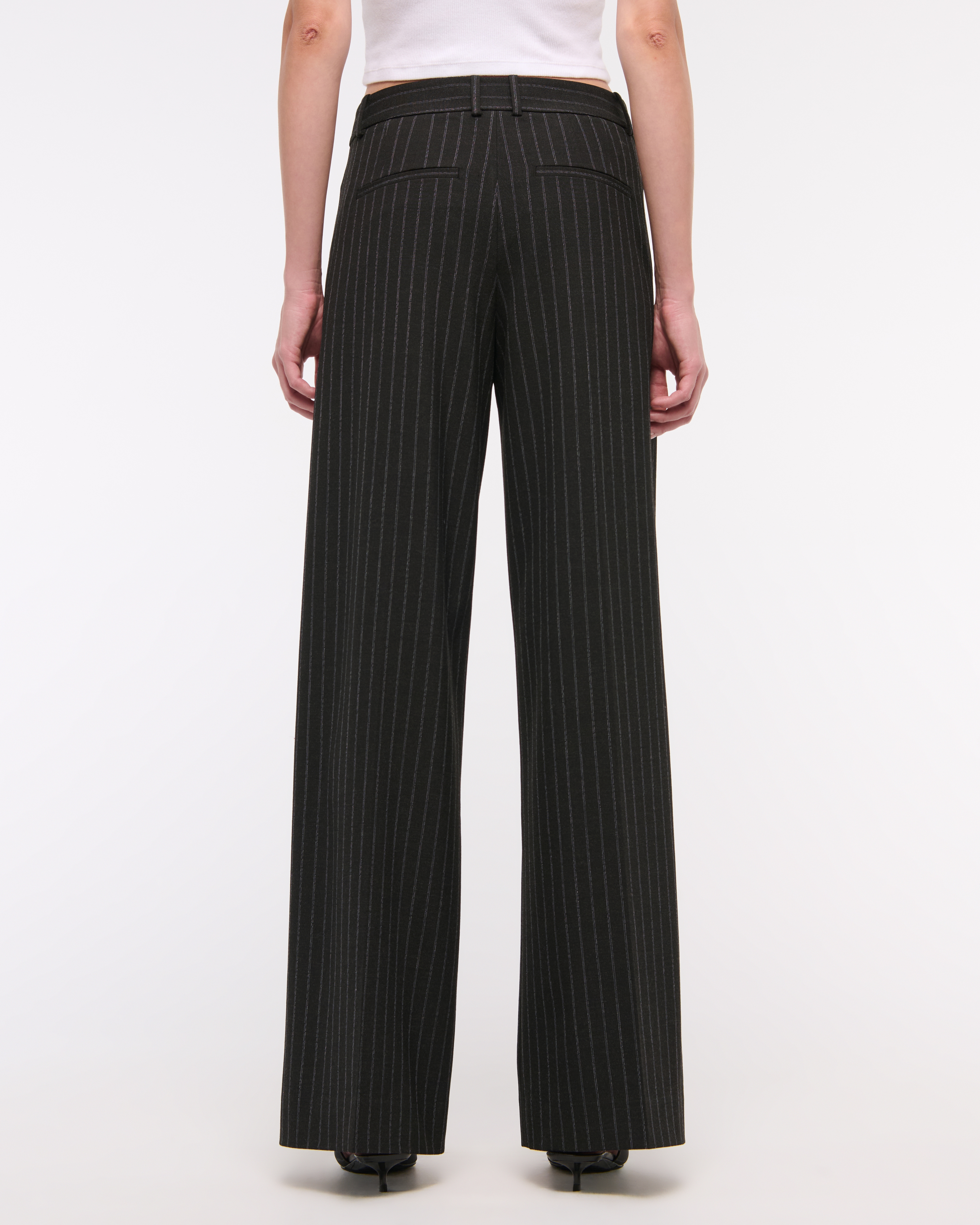 パンツ 00s wide 2-tuck pinstripe black slacks 2Tuck Wide Slacks-black-