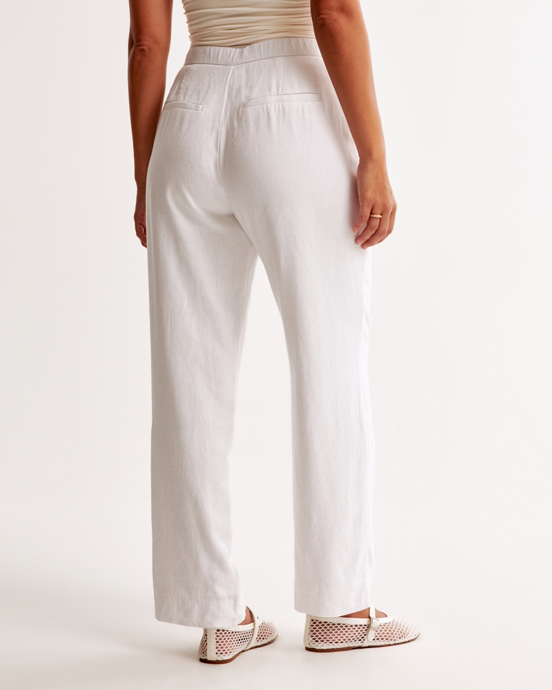 Curve Love Linen-Blend Tailored Straight Pant
