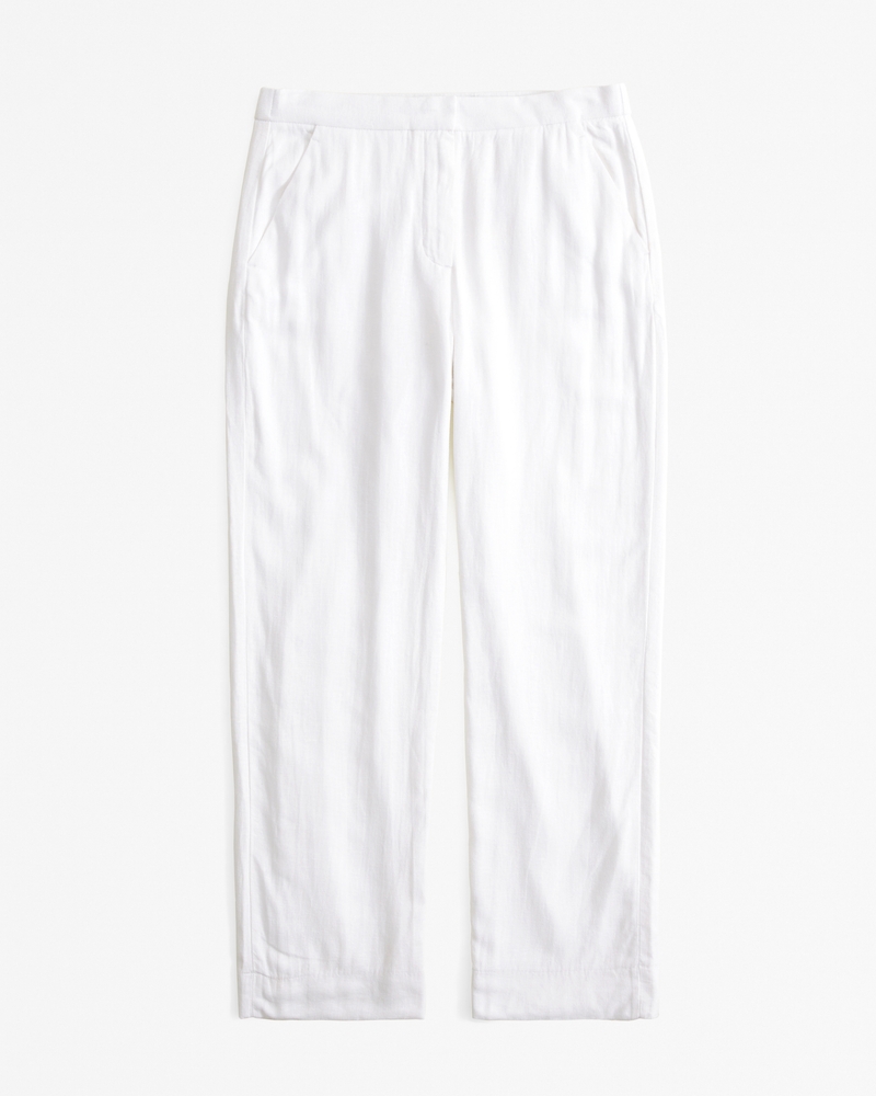 Curve Love Linen-Blend Tailored Straight Pant