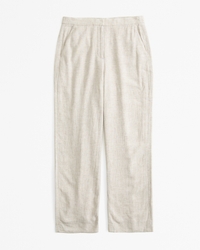 Curve Love Linen-Blend Tailored Straight Pant